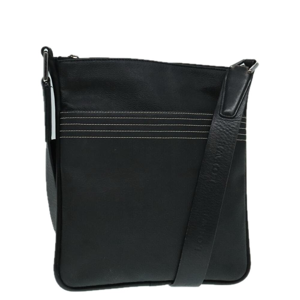 LOEWE Anagram Shoulder Bag Leather Black Silver